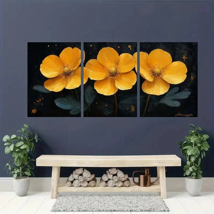 3pcs Buttercup Flower Gardener Perfect Wall Art Set Canvas Framed 40x60cm - High Quality Print 100% Australian Made Wall Canvas Ready to Hang