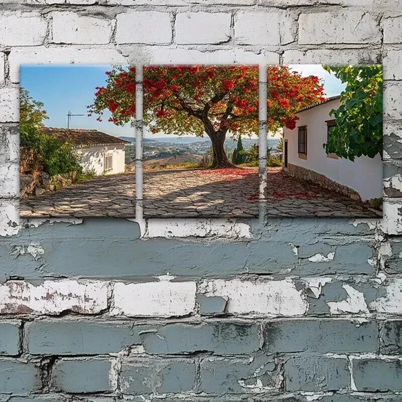 3pcs The Trees in the Yard Flowers Perfect Wall Art Set Canvas Framed 40x60cm - High Quality Print 100% Australian Made Wall Canvas Ready to Hang