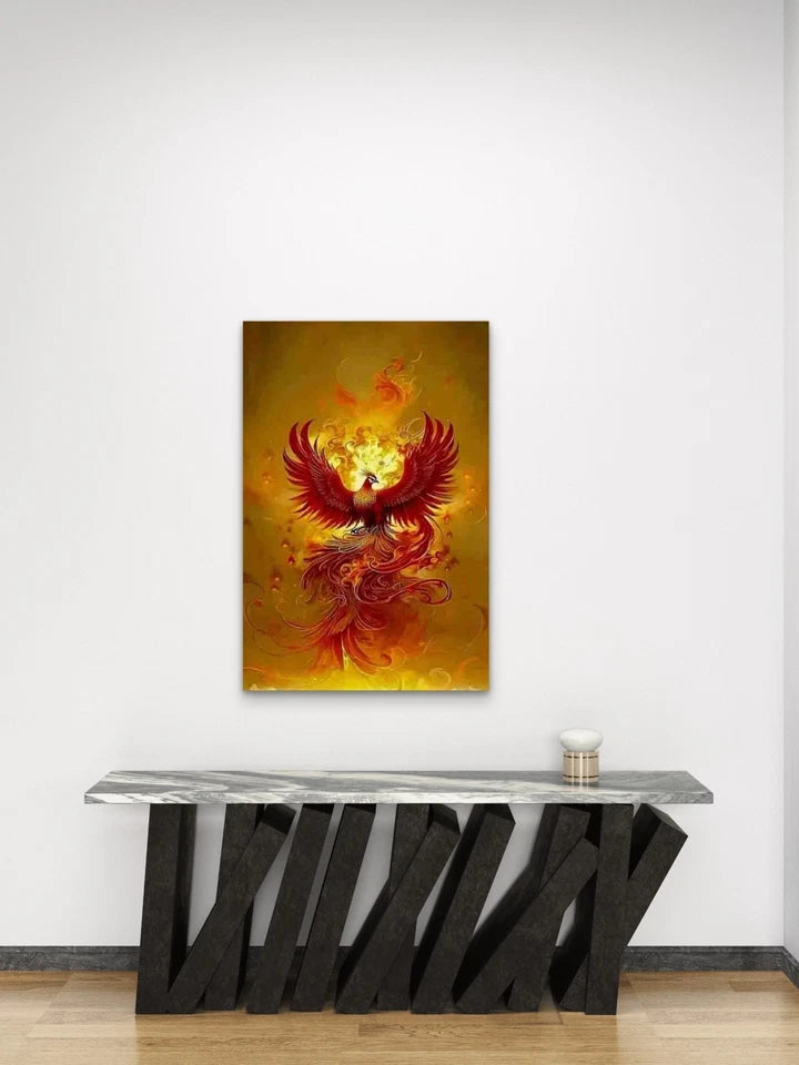 Flaming Phoenix in Glory Metal Print Ready to Hang