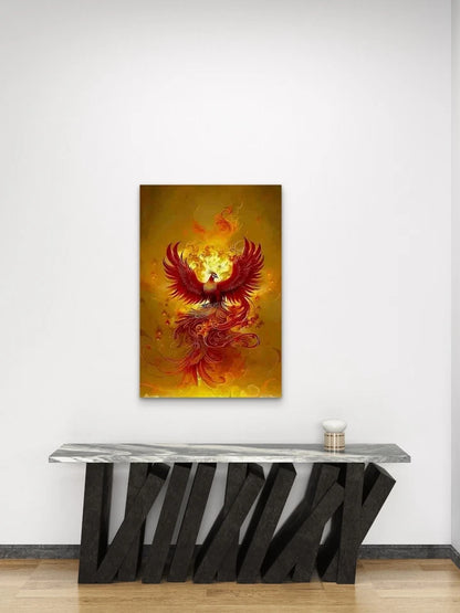 Flaming Phoenix in Glory Metal Print Ready to Hang