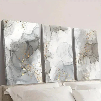 3pcs Gray and Golden Marble Texture Wall Art Canvas Unframed - High Quality Print 100% Australian Made Wall Canvas