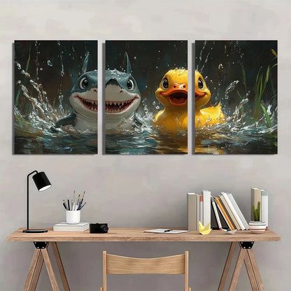 3pcs Animals Cats Reading Newspapers Metal Print Ready to Hang Art