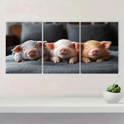 3pcs Animal Pig Sheep Cows Farmhouse Metal Print Ready to Hang Art