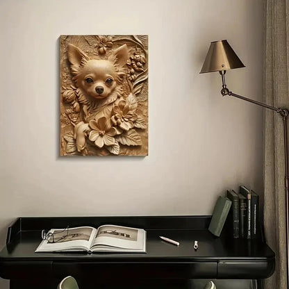 Featuring an Adorable Chihuahua Among Heart Painting 40x60cm Metal Print Ready to Hang