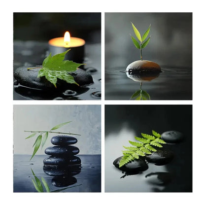 4pcs Orientation Wall Hanging Decor Wall Art Canvas Framed