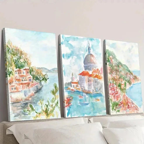3pcs Modern Coastal Landscape Paintings Wall  Art Set Canvas Unframed - High Quality Print 100% Australian Made Wall Canvas