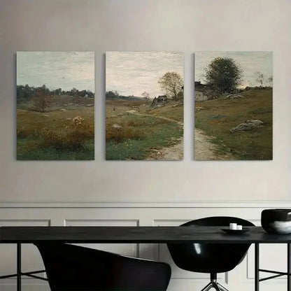 3pcs English Countryside in Traditional Style Metal Print Ready to Hang Art