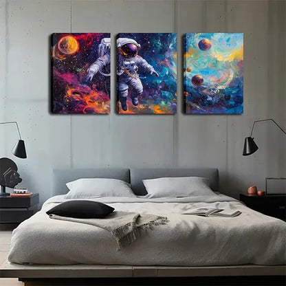 3pcs Astronaut and Planet Minimalist Style Wall Art Canvas Unframed - High Quality Print 100% Australian Made Wall Canvas