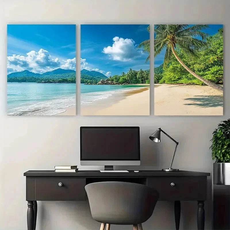 3pcs Tropical Décor Thailand Beach Perfect Wall Art Canvas Framed 60x90cm