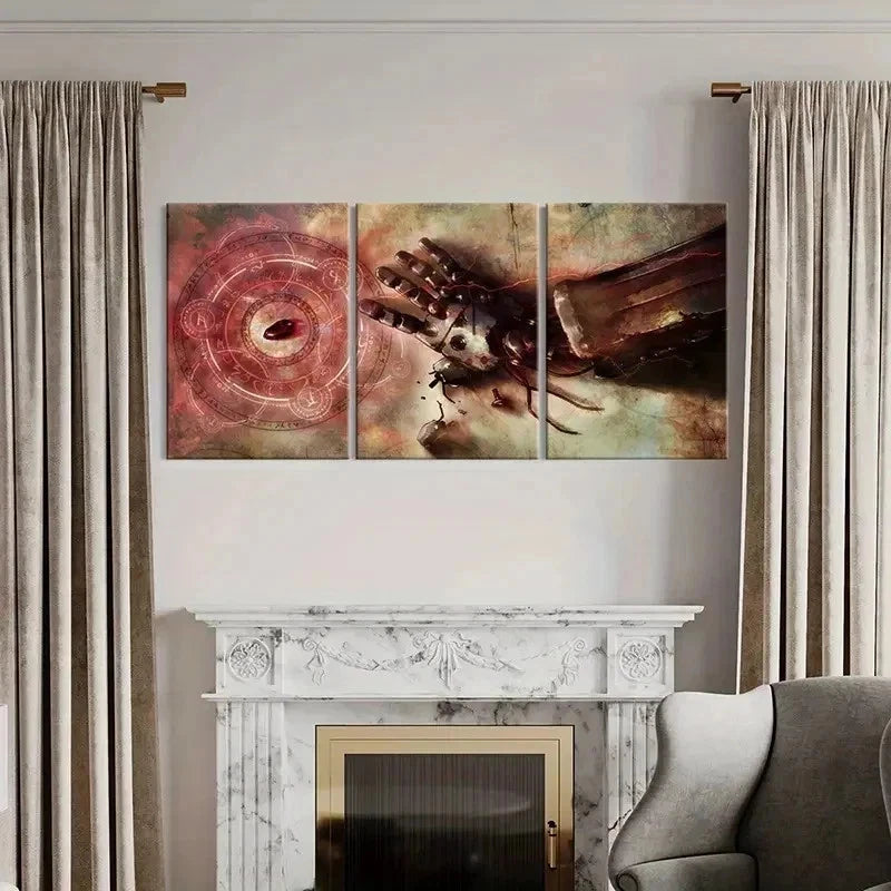 3pcs Fullmetal Alchemist Anime Decor Wall Art Set Canvas Framed 40x60cm - High Quality Print 100% Australian Made Wall Canvas Ready to Hang