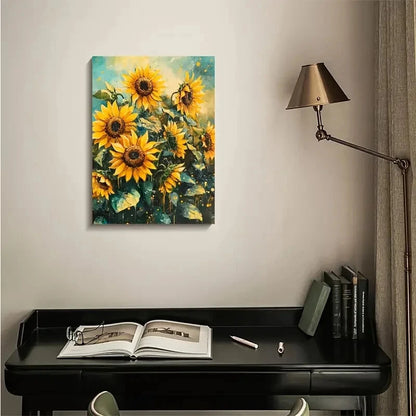 Vibrant Impressionistic Sunflowers Painting 40x60cm Metal Print Ready to Hang