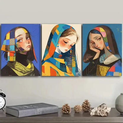 3pcs A woman Wall Art Set Canvas Unframed - High Quality Print 100% Australian Made Wall Canvas - Bella Home Decor