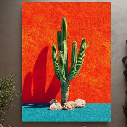 Bold Cactus Green Saguaro on Vibrant 60x90cm Metal Print Ready to Hang