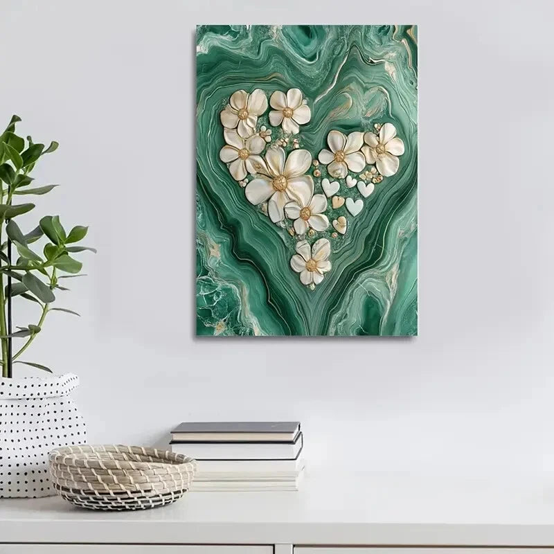 Featuring a Green Marble Design by Hocapontas Painting 40x60cm Metal Print Ready to Hang