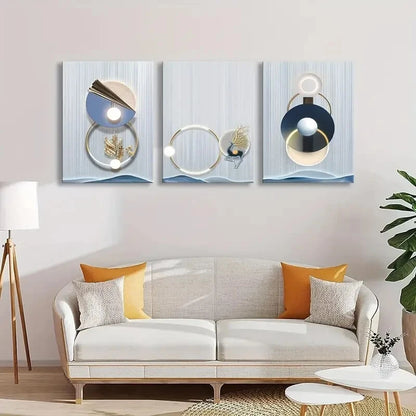 3pcs Circle Circular Ring Fantasy Metal Print Ready to Hang Art