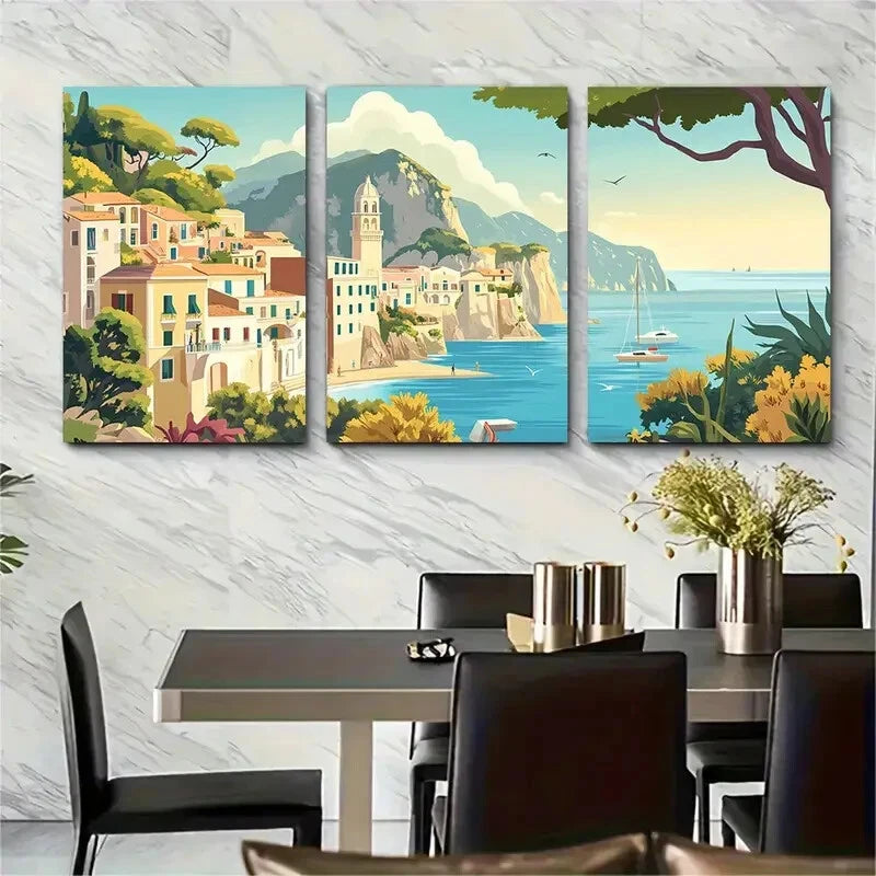 3pcs Capri Italy Travel Poster Wall Decor Metal Print Ready to Hang Art
