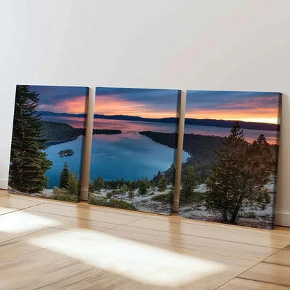 3pcs Mountain Forest Sea Sunset Decoration Wall Art Set Canvas Framed 40x60cm - High Quality Print 100% Australian Made Wall Canvas Ready to Hang