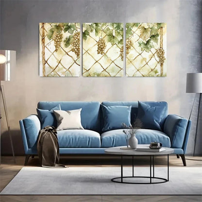 3pcs Summer Grapevine Trellises Metal Print Ready to Hang Art