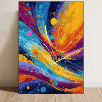 Abstract Painting with Vibrant Colors Metal Print Ready to Hang