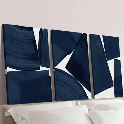 3pcs Blue Tone Geometric Patterns Wall Art Canvas Unframed - High Quality Print 100% Australian Made Wall Canvas