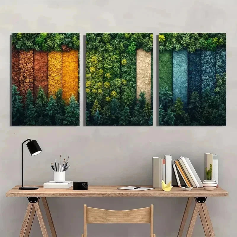 3pcs Patchwork Nature Scenic Landscape Perfect Wall Art Set Canvas Framed 60x90cm - High Quality Print 100% Australian Made Wall Canvas Ready to Hang