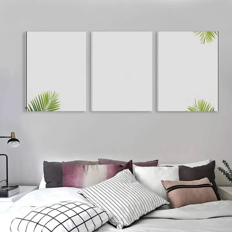 3pcs Neutral Palm Leaf Artistic Decor  Wall Art Set Canvas Framed 60x90cm - High Quality Print 100% Australian Made Wall Canvas Ready to Hang