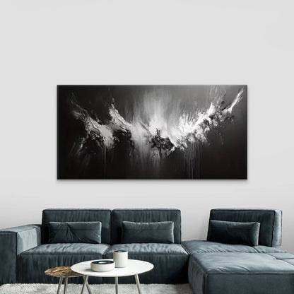Black & White Abstract Wall Art Canvas Office Home Room Framed 120x60cm