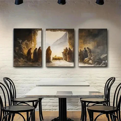 3pcs Warm Hues Faith-Based Inspirational Perfect Wall Art Set Canvas Unframed - High Quality Print 100% Australian Made Wall Canvas