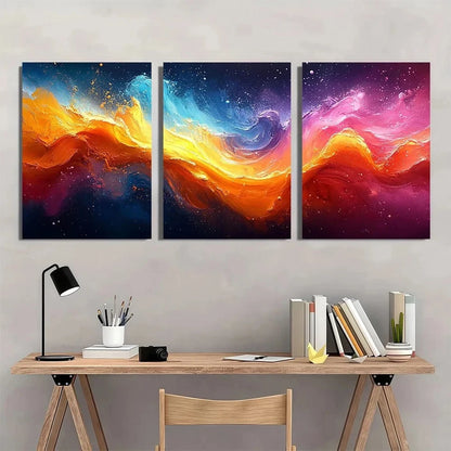 3pcs Vibrant Abstract Colorful Burst Textured Wall Art Set Canvas Framed 60x90cm - High Quality Print 100% Australian Made Wall Canvas Ready to Hang