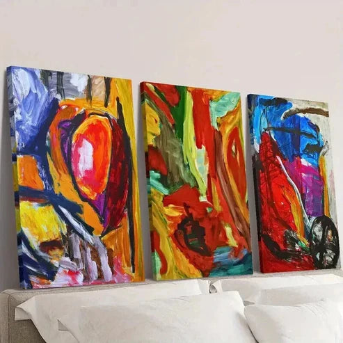3pcs Bold Colorful Graffiti Style Painting Wall Art Canvas Unframed - High Quality Print 100% Australian Made Wall Canvas