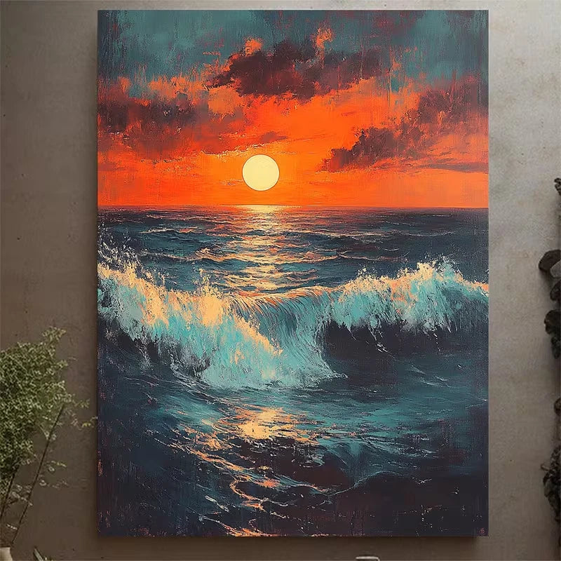 Bold Teal and Orange Sunset 60x90cm Metal Print Ready to Hang