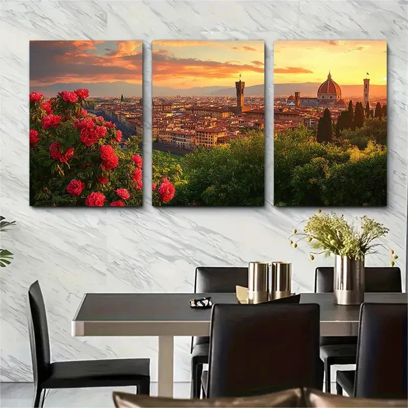 3pcs Florence Botanical Italy Décor Perfect Wall Art Set Canvas Framed 40x60cm - High Quality Print 100% Australian Made Wall Canvas Ready to Hang