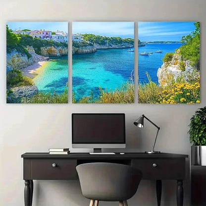 3pcs Balearic Islands Décor Menorca Perfect  Wall Art Set Canvas Framed 60x90cm - High Quality Print 100% Australian Made Wall Canvas Ready to Hang