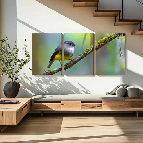 3pcs Tiny Bird On A Small Branch Wall Art Set Canvas Unframed - High Quality Print 100% Australian Made Wall Canvas