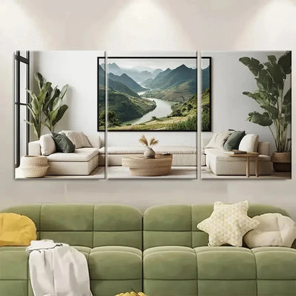 3pcs Scenic Vietnam Landscape with Mountain River Metal Print Ready to Hang Art