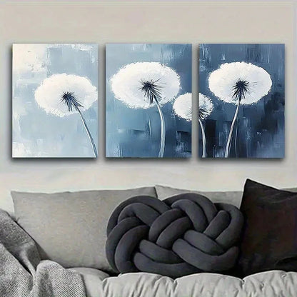 3pcs Minimalist Dandelion Wall Art Set Canvas Framed 50x70cm - High Quality Print 100% Australian Made Wall Canvas Ready to Hang