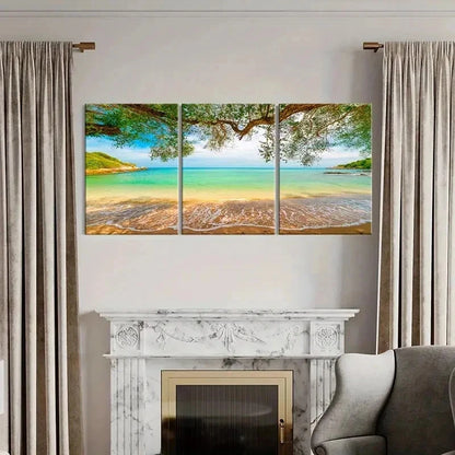 3pcs Sunshine Seaside Beach Sea Landscape Wall Art Set Canvas Framed 40x60cm - High Quality Print 100% Australian Made Wall Canvas Ready to Hang