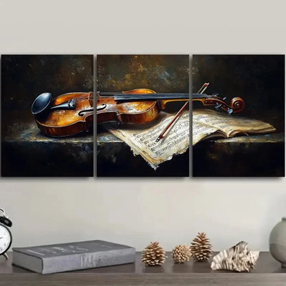 3pcs Violin and Music Theme Classic Modern Style Metal Print Ready to Hang Art