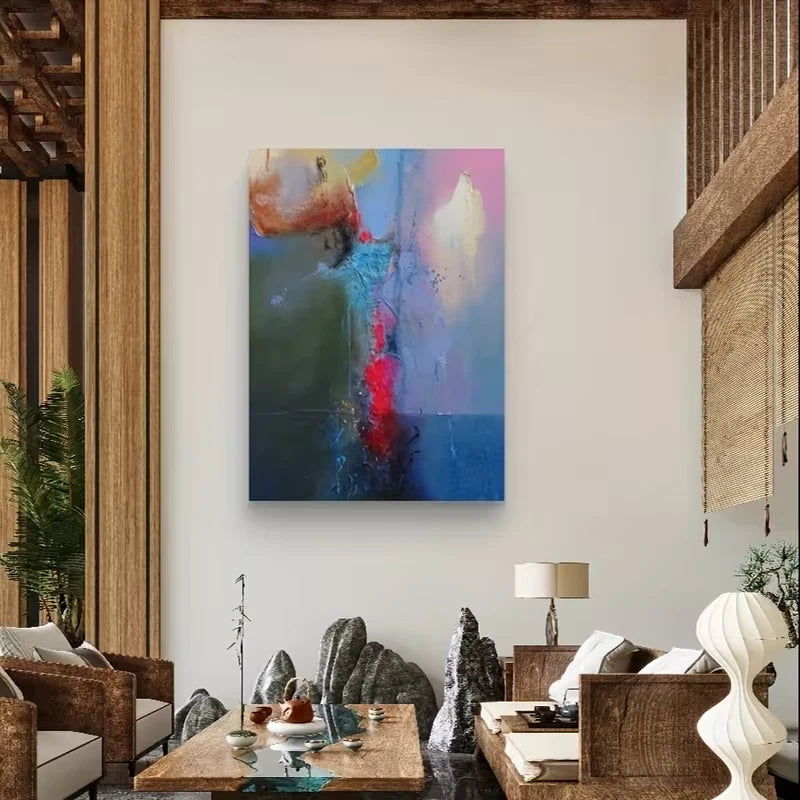 Abstract Textured Brushstrokes, Thick Impasto  60x90cm Metal Print Ready to Hang