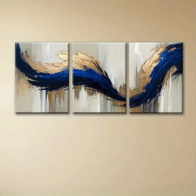 3pcs Contemporary Elegance Oil Painting Metal Print Ready to Hang Art