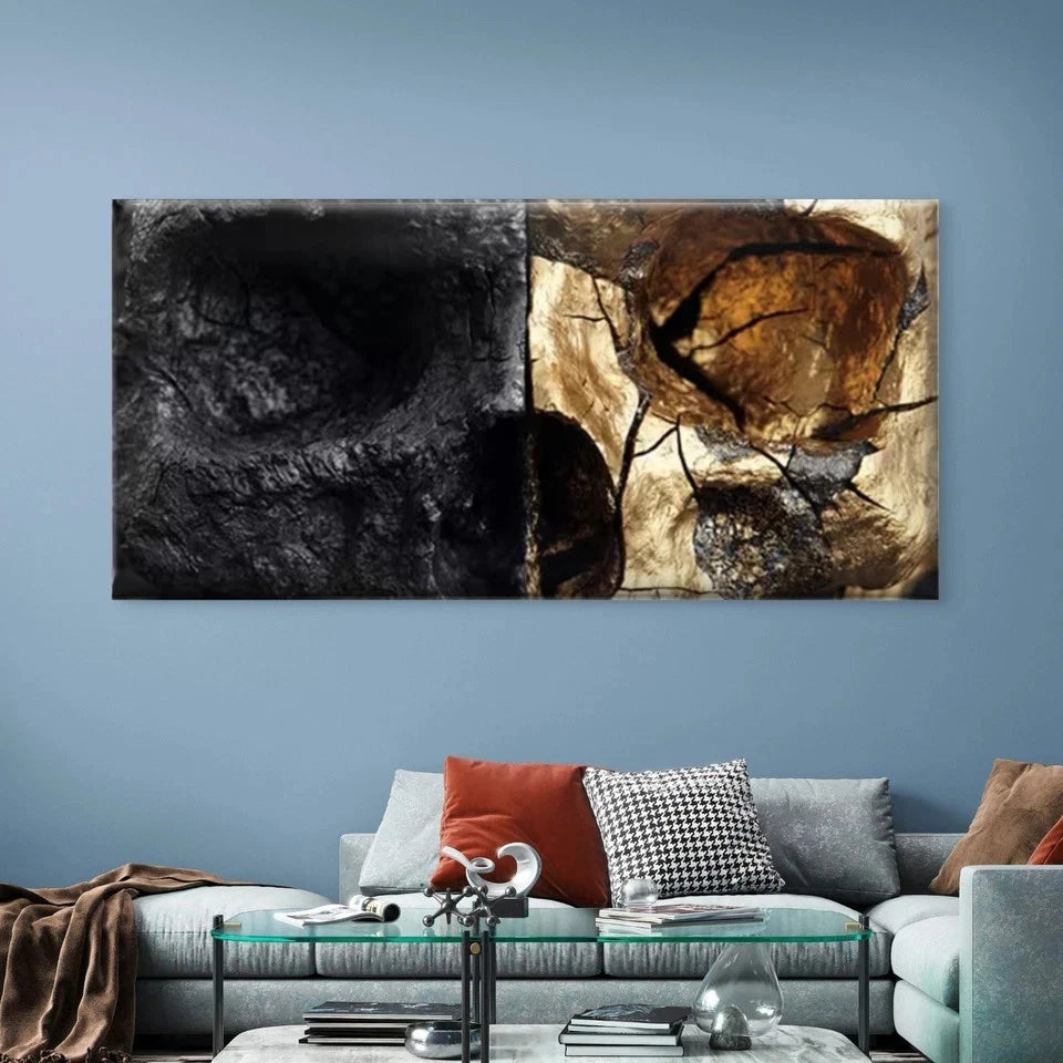 Minimalist & Golden Cracked Wall Art Canvas Office Home Room Framed 120x60cm
