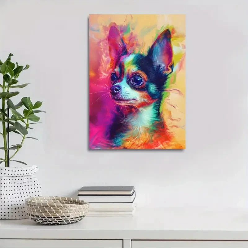 Abstract Art CutePet Chihuahua Dog Painting 40x60cm Metal Print Ready to Hang