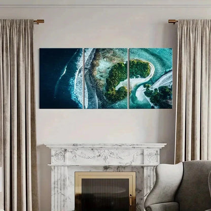 3pcs Overlooking The Island Scenery Wall Art Set Canvas Framed 40x60cm - High Quality Print 100% Australian Made Wall Canvas Ready to Hang