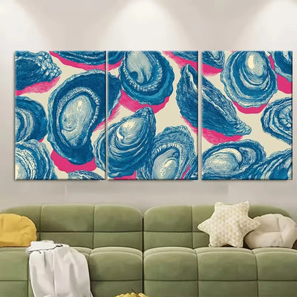 3pcs Shells Print, Abstract Coastal Art Metal Print Ready to Hang Art