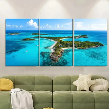 3pcs Exuma Caribbean Tropical Beach Scene Metal Print Ready to Hang Art