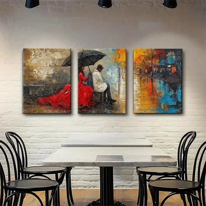 3pcs Elegant Red & White Figures Against Perfect Wall  Art Set Canvas Unframed - High Quality Print 100% Australian Made Wall Canvas