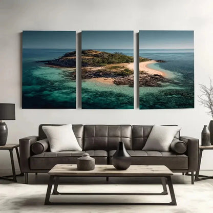 3pcs Lang Island, Queensland, Australia Wall Art Set Canvas Framed 50x70cm - High Quality Print 100% Australian Made Wall Canvas Ready to Hang