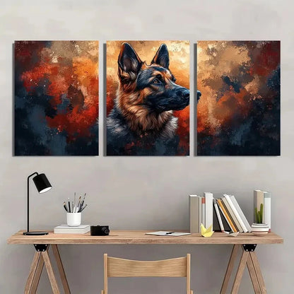 3pcs German Shepherd Dog Sketch Abstract Metal Print Ready to Hang Art