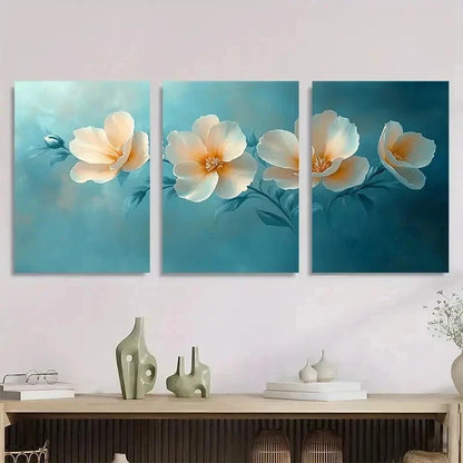 3pcs Elegant Beige Freesia Floral Perfect Wall Art Set Canvas Framed 40x60cm - High Quality Print 100% Australian Made Wall Canvas Ready to Hang
