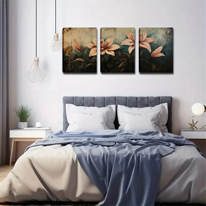3pcs Lily Flower Design Deco Perfect Wall Art Set Canvas Framed 40x60cm - High Quality Print 100% Australian Made Wall Canvas Ready to Hang